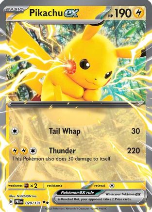 Pikachu ex - 028/131 (28) [SV: Prismatic Evolutions] Holofoil - Deck Out Gaming