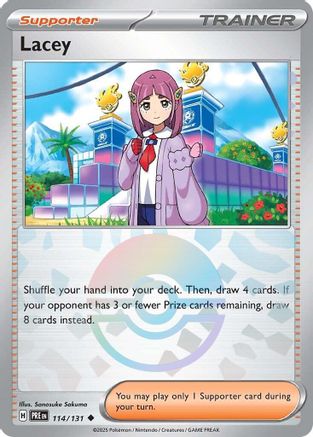 Lacey - 114/131 (Poke Ball Pattern) (114) [SV: Prismatic Evolutions] Holofoil - Deck Out Gaming