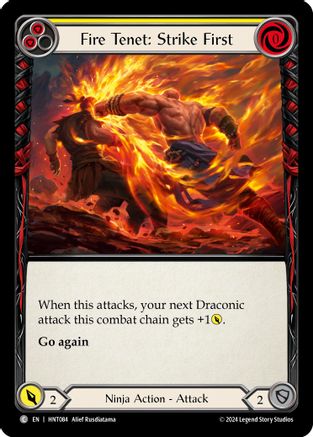 Fire Tenet: Strike First (Yellow) (HNT084) [The Hunted] Rainbow Foil - Deck Out Gaming