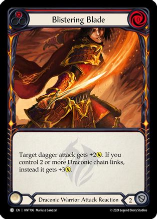 Blistering Blade (Red) (HNT106) [The Hunted] Rainbow Foil - Deck Out Gaming