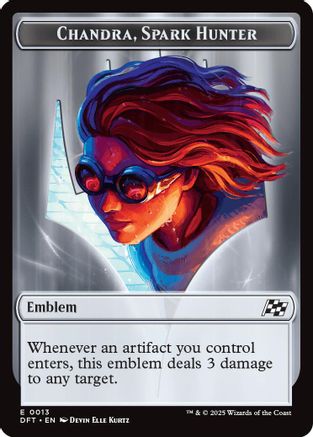 Emblem - Chandra, Spark Hunter // Vehicle Double-Sided Token (13) [Aetherdrift] - Deck Out Gaming