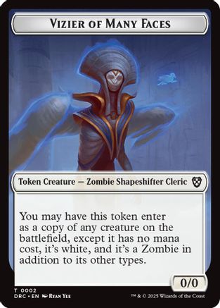 Vizier of Many Faces // Zombie (0003) Double-Sided Token (2) [Commander: Aetherdrift] - Deck Out Gaming