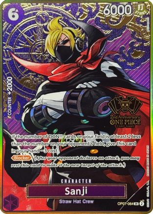 Sanji (One Piece Japanese Version 2nd Anniversary Set) (OP07-064) [One Piece Promotion Cards] Foil-1