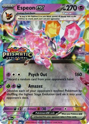 Espeon ex - 034/131 (Prismatic Evolutions Stamp) (34) [Miscellaneous Cards & Products] Holofoil - Deck Out Gaming