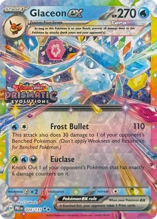 Glaceon ex - 026/131 (Prismatic Evolutions Stamp) (26) [Miscellaneous Cards & Products] Holofoil - Deck Out Gaming
