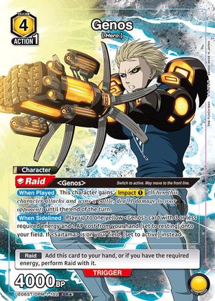 Genos (102) (SR*) (UE06ST/OPM-1-102) [UE06ST: One Punch Man Starter Deck] Foil - Deck Out Gaming