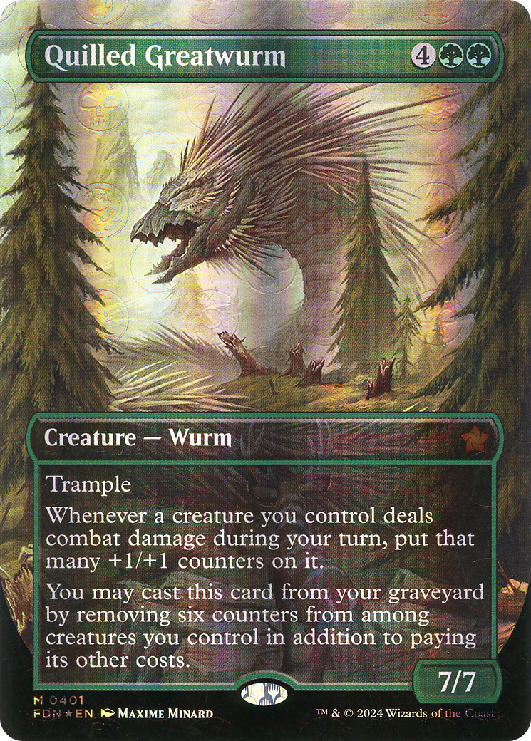 Quilled Greatwurm (Borderless) (Mana Foil) (401) [Foundations] foil - Deck Out Gaming