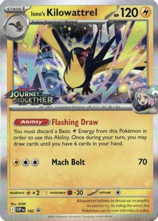Iono's Kilowattrel - 182 (Prerelease) (182) [SV: Scarlet & Violet Promo Cards] Holofoil - Deck Out Gaming