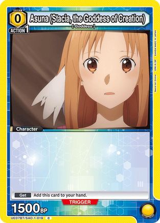 Asuna (Stacia, the Goddess of Creation) (019) (Box Topper Foil) (UE07BT/SAO-1-019) [UE07BT: Sword Art Online] Foil - Deck Out Gaming