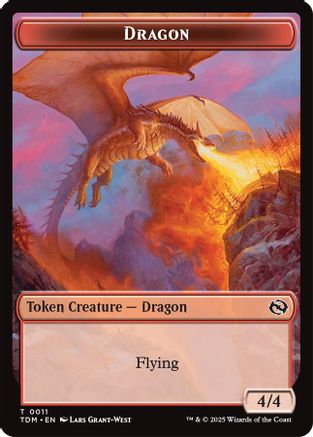 Dragon (0011) // Warrior Double-Sided Token (11) [Tarkir: Dragonstorm] - Deck Out Gaming