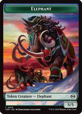 Elephant // Treasure  Double-Sided Token (14) [Tarkir: Dragonstorm] foil - Deck Out Gaming