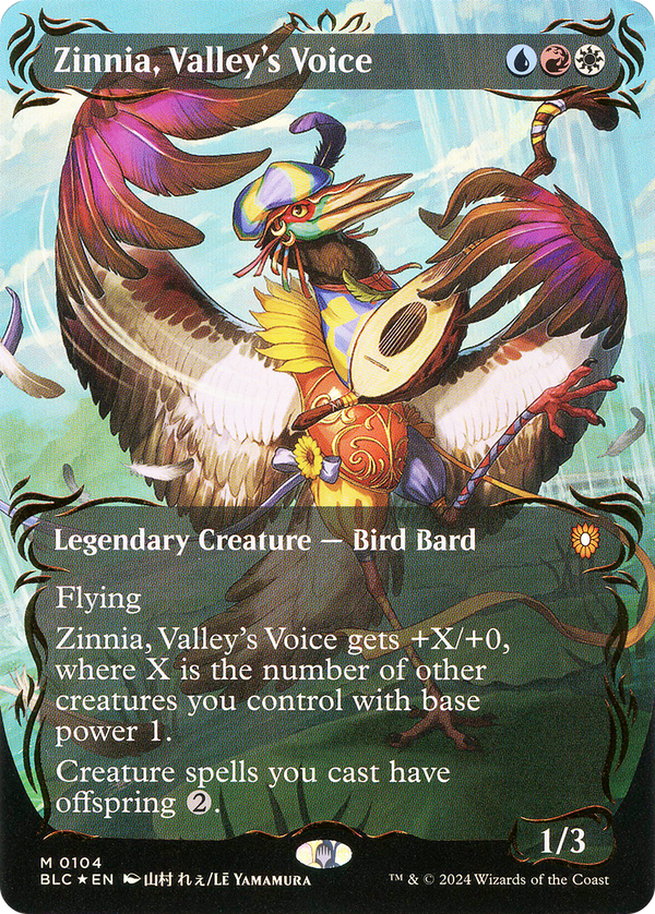 Zinnia, Valley's Voice (Borderless) (Raised Foil) (104) [Bloomburrow Commander] foil - Deck Out Gaming