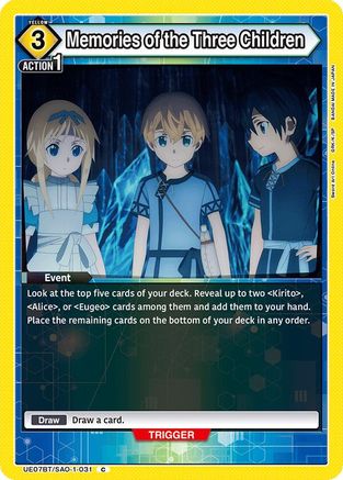 Memories of the Three Children (UE07BT/SAO-1-031) [UE07BT: Sword Art Online] - Deck Out Gaming