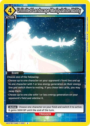 Unlimited Landscape Manipulation Ability (UE07BT/SAO-1-033) [UE07BT: Sword Art Online] - Deck Out Gaming