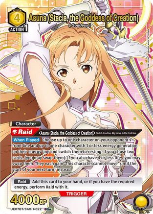 Asuna (Stacia, the Goddess of Creation) (022) (SR*) (UE07BT/SAO-1-022) [UE07BT: Sword Art Online] Foil - Deck Out Gaming