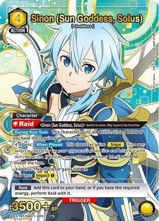 Sinon (Sun Goddess, Solus) (025) (SR*) (UE07BT/SAO-1-025) [UE07BT: Sword Art Online] Foil - Deck Out Gaming