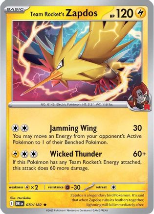 Team Rocket's Zapdos (70) [SV10: Destined Rivals] Reverse Holofoil - Deck Out Gaming