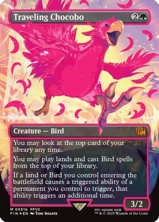 Traveling Chocobo (Borderless) (Neon Ink Pink) (551b) [FINAL FANTASY] foil - Deck Out Gaming