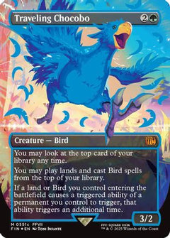 Traveling Chocobo (Borderless) (Neon Ink Blue) (551c) [FINAL FANTASY] foil - Deck Out Gaming