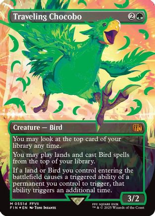 Traveling Chocobo (Borderless) (Neon Ink Green) (551d) [FINAL FANTASY] foil - Deck Out Gaming