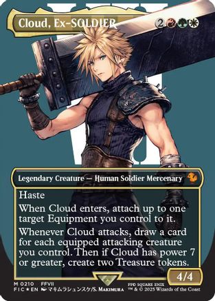 Cloud, Ex-SOLDIER (Borderless) (Surge Foil) (210) [Commander: FINAL FANTASY] foil - Deck Out Gaming