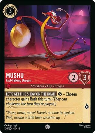 Mushu - Fast-Talking Dragon (130/204) [Reign of Jafar] Cold Foil - Deck Out Gaming