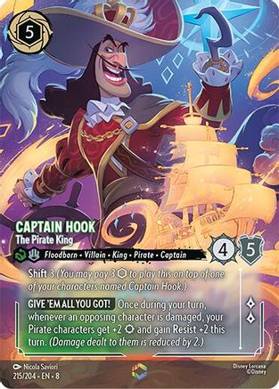 Captain Hook - The Pirate King (Enchanted) (215/204) [Reign of Jafar] Holofoil - Deck Out Gaming
