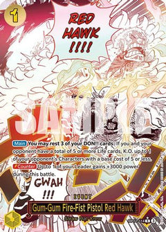 Gum-Gum Fire-Fist Pistol Red Hawk (Alternate Art) (OP11-114) [A Fist of Divine Speed] Foil - Deck Out Gaming