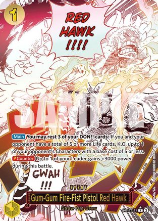 Gum-Gum Fire-Fist Pistol Red Hawk (Alternate Art) (OP11-114) [A Fist of Divine Speed] Foil - Deck Out Gaming