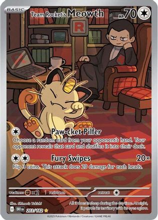 Team Rocket's Meowth - 203/182 (203) [SV10: Destined Rivals] Holofoil - Deck Out Gaming