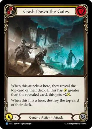 Crash Down the Gates (Yellow) (SEA199) [High Seas] Rainbow Foil - Deck Out Gaming