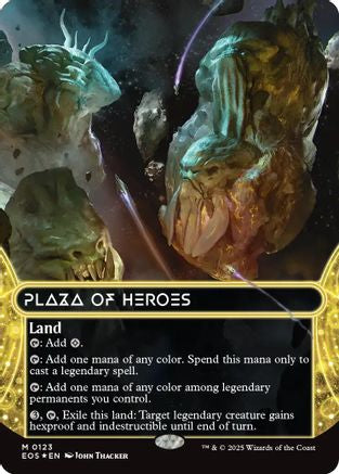 Plaza of Heroes (0123) (Borderless) (Galaxy Foil) (123) [Edge of Eternities: Stellar Sights] foil - Deck Out Gaming