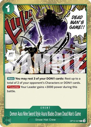 Demon Aura Nine Sword Style Asura Blades Drawn Dead Man's Game (OP12-037) [Legacy of the Master] Foil - Deck Out Gaming