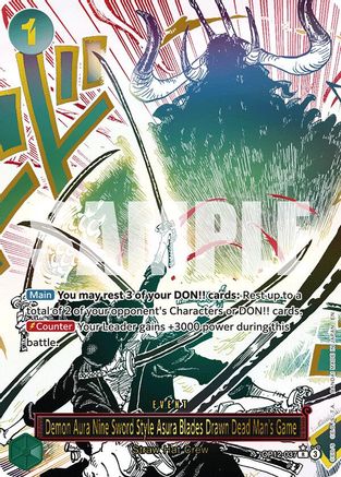 Demon Aura Nine Sword Style Asura Blades Drawn Dead Man's Game (Alternate Art) (OP12-037) [Legacy of the Master] Foil - Deck Out Gaming