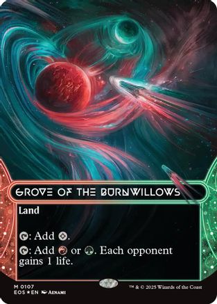 Grove of the Burnwillows (0107) (Borderless) (Galaxy Foil) (107) [Edge of Eternities: Stellar Sights] foil - Deck Out Gaming