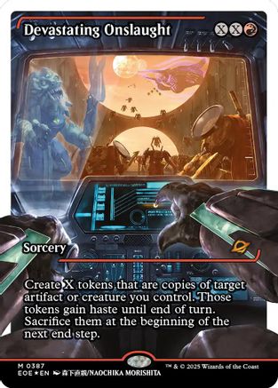 Devastating Onslaught (0387) (Showcase) (Fracture Foil) (387) [Edge of Eternities] foil - Deck Out Gaming