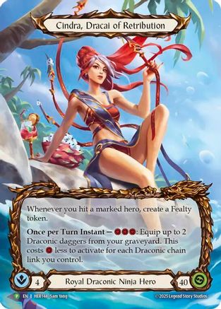 Cindra, Dracai of Retribution - HER144 (HER144) [Flesh and Blood: Promo Cards] Rainbow Foil - Deck Out Gaming