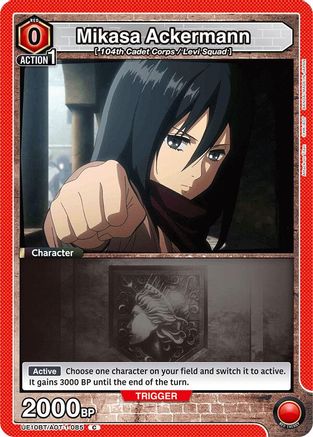Mikasa Ackermann (085) (Box Topper Foil) (UE10BT/AOT-1-085) [UE10BT: Attack on Titan] Foil - Deck Out Gaming