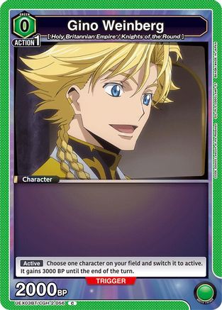 Gino Weinberg (Box Topper Foil) (UEX03BT/CGH-2-056) [UEX03BT: CODE GEASS: Lelouch of the Rebellion Vol.2] Foil - Deck Out Gaming