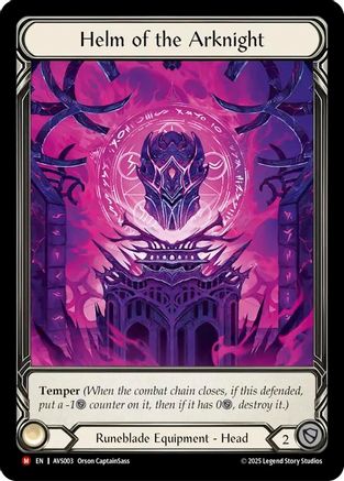 Helm of the Arknight (AVS003) [Armory Deck: Legends Viserai] Cold Foil - Deck Out Gaming