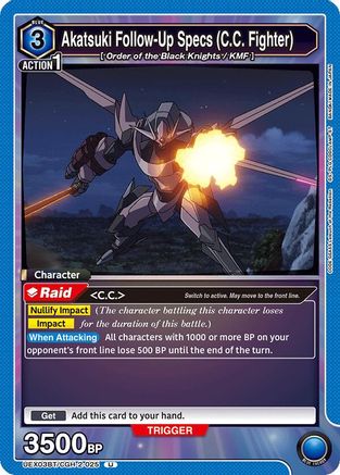 Akatsuki Follow-Up Specs (C.C. Fighter) (UEX03BT/CGH-2-025) [UEX03BT: CODE GEASS: Lelouch of the Rebellion Vol.2] - Deck Out Gaming