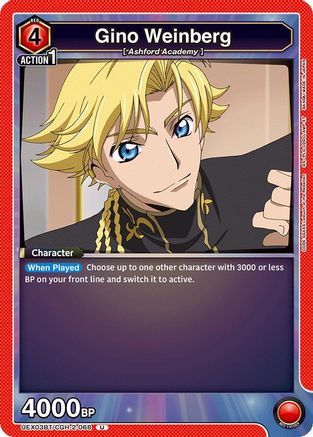 Gino Weinberg (068) (UEX03BT/CGH-2-068) [UEX03BT: CODE GEASS: Lelouch of the Rebellion Vol.2] - Deck Out Gaming