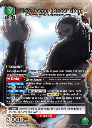 Zeke Jaeger (Beast Titan) (SR*) (UE10BT/AOT-1-048) [UE10BT: Attack on Titan] Foil - Deck Out Gaming