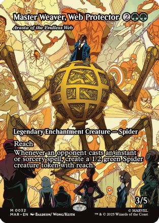 Master Weaver, Web Protector - Arasta of the Endless Web (Borderless) (32) [Marvel Eternal-Legal] foil - Deck Out Gaming