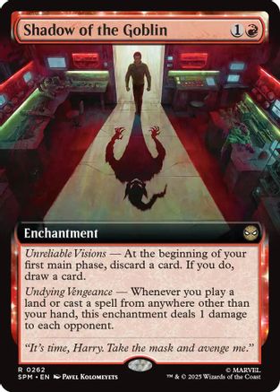 Shadow of the Goblin (Extended Art) (262) [Marvel's Spider-Man] foil - Deck Out Gaming