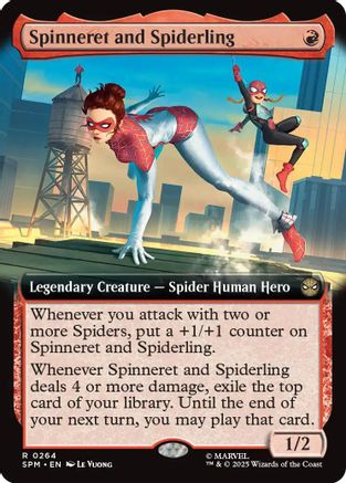 Spinneret and Spiderling (Extended Art) (264) [Marvel's Spider-Man] - Deck Out Gaming
