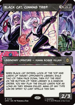 Black Cat, Cunning Thief (Borderless) (222) [Marvel's Spider-Man] foil - Deck Out Gaming