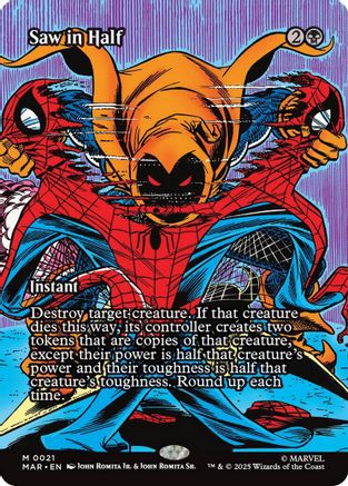 Saw in Half (Borderless) (21) [Marvel Eternal-Legal] foil - Deck Out Gaming