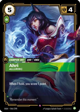 Ahri - Alluring (066/298) [Origins] Foil - Deck Out Gaming