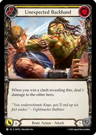 Unexpected Backhand (Yellow) (SUP162) [Super Slam] Rainbow Foil - Deck Out Gaming
